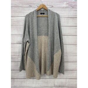 FORTÉ Women's 100% Cashmere Colorblock Open Duster Cardigan Sweater Size LARGE